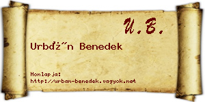 Urbán Benedek névjegykártya