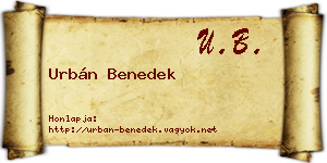 Urbán Benedek névjegykártya